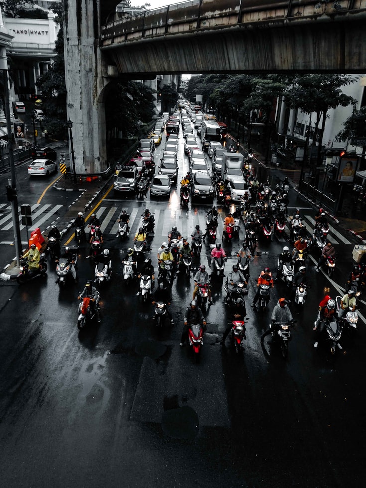 Motorcycles in the street