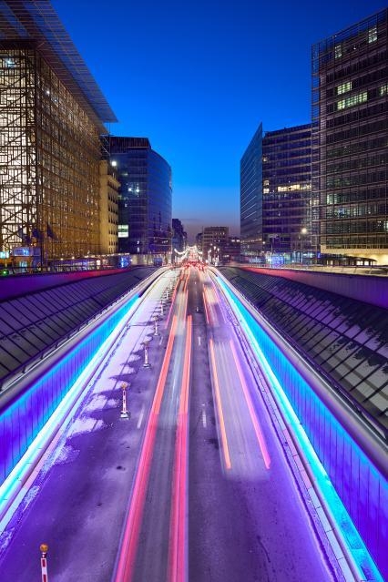 Night views of the Rue de la Loi