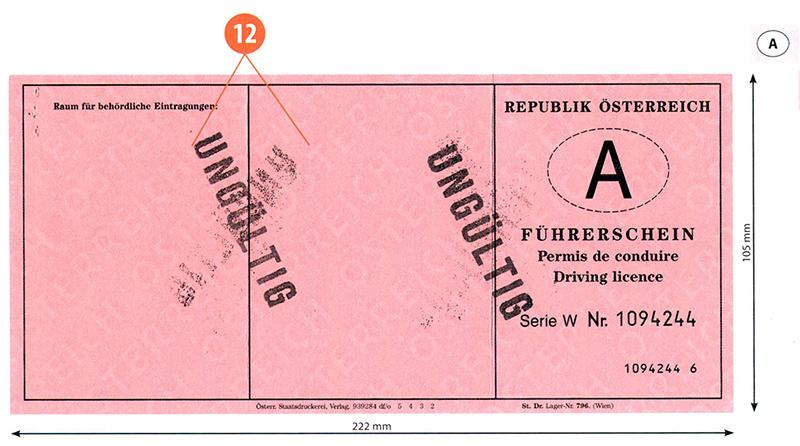 Austria A3 driving licence - Front