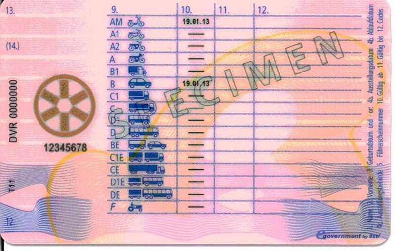 Austria A6 driving licence - Back