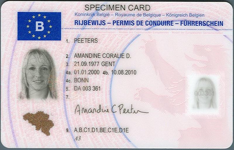 Belgium B4 driving licence - Front