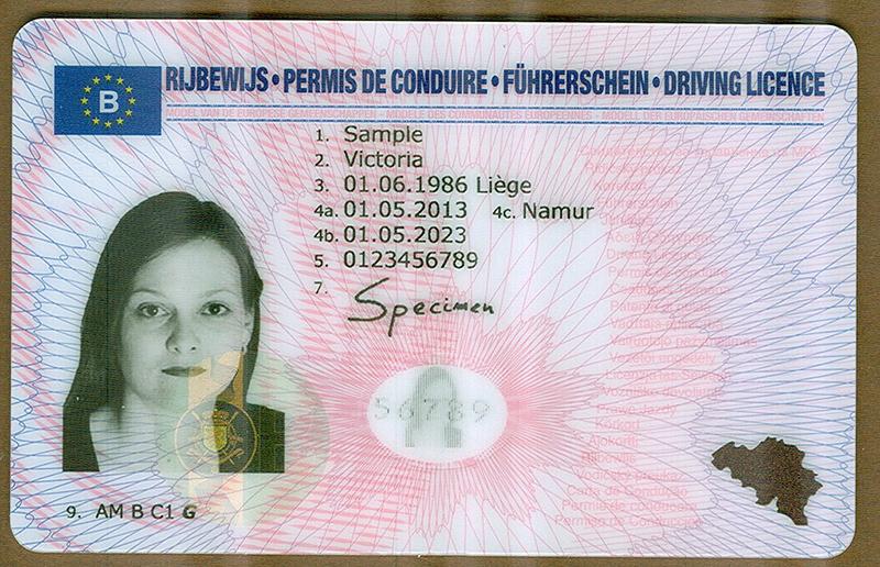 Belgium B6 driving licence - Front
