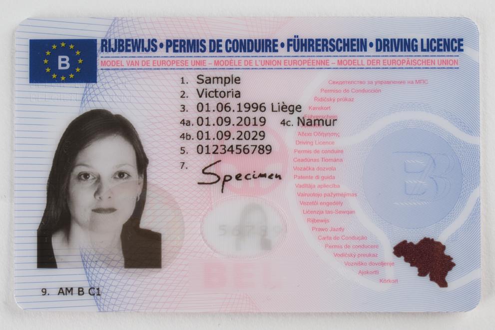 Belgium B7 driving licence - Front
