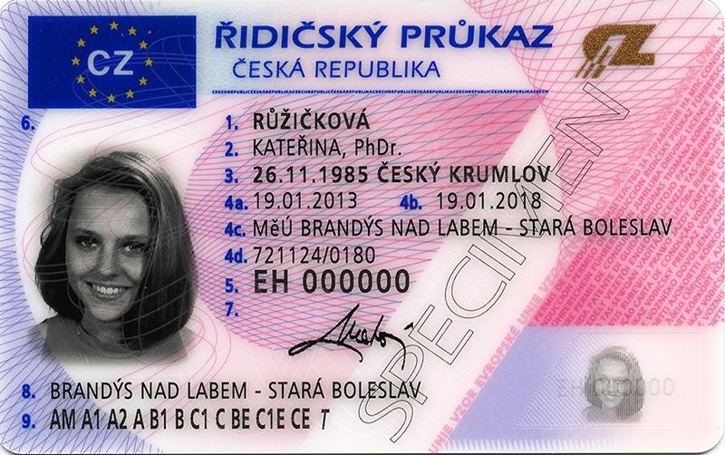 Czechia CZ2 driving licence - Front