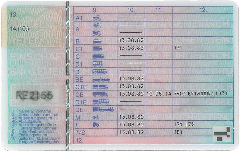 Germany D6 driving licence - Back