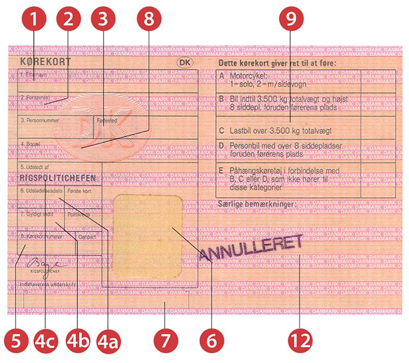 Denmark DK2 driving licence - Back