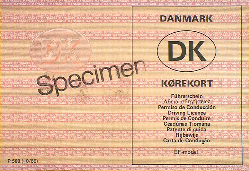 Denmark DK3 driving licence - Front
