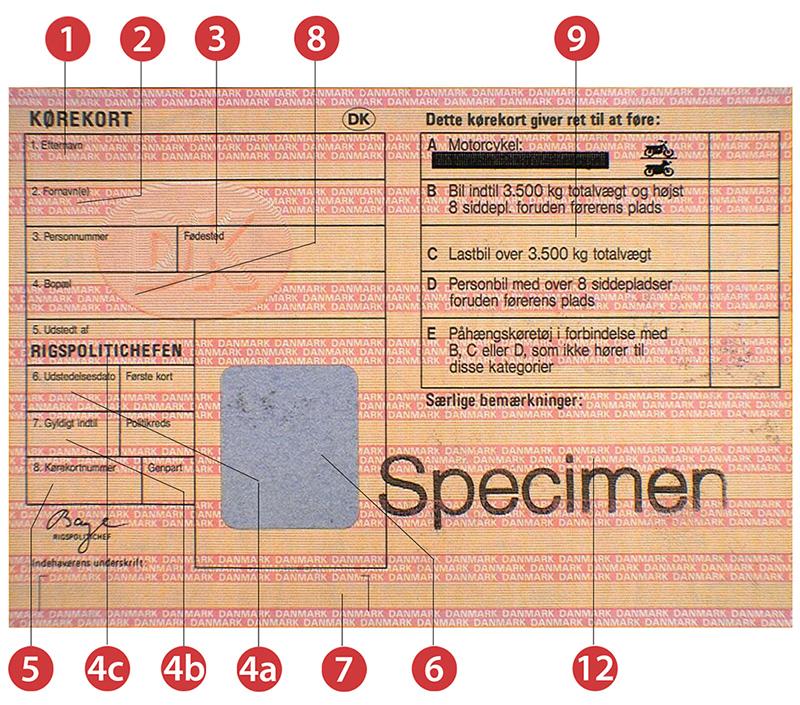 Denmark DK3 driving licence - Back