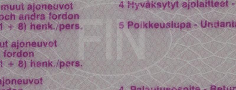 Finland FIN3 driving licence - Front
