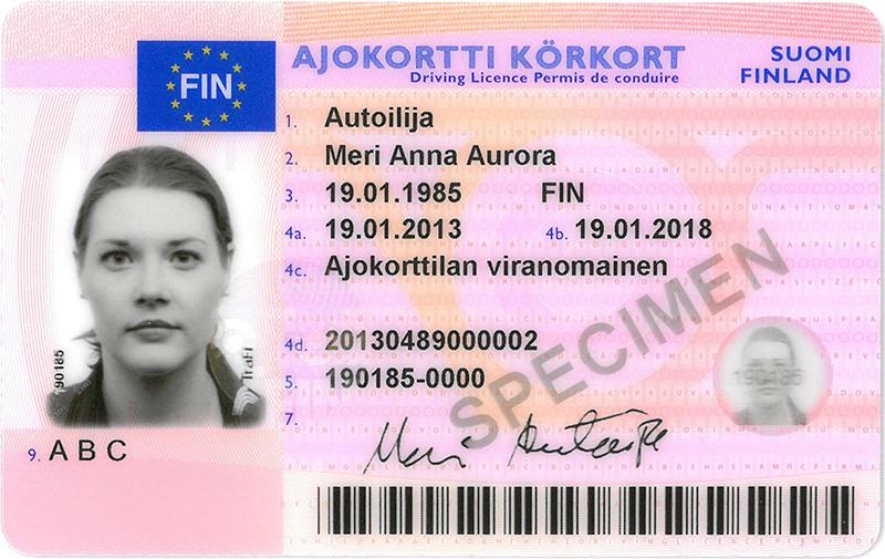 Finland FIN5A driving licence - Front