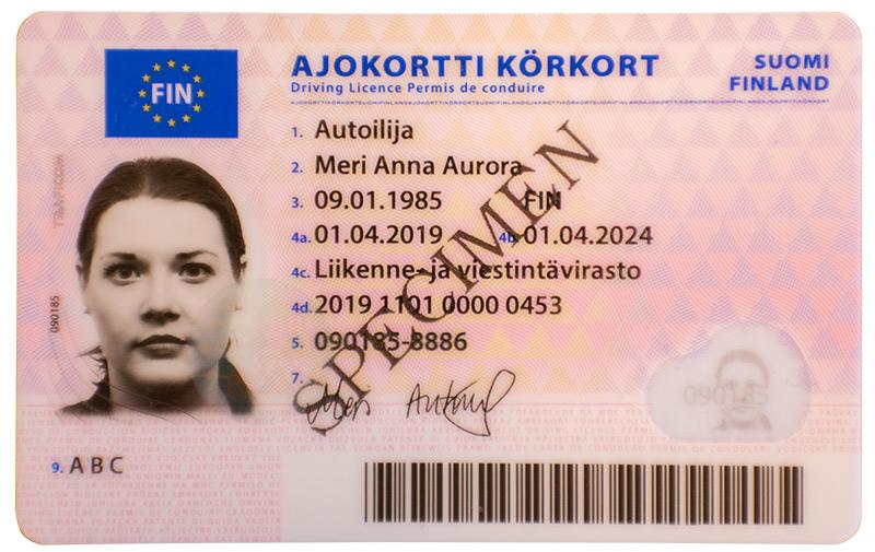 Finland FIN6A driving licence - Front