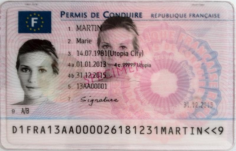 France F10 driving licence - Front