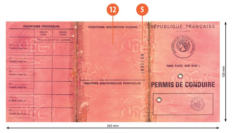 France F3 driving licence - Back