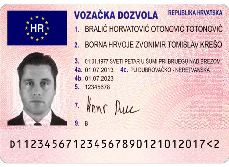 Croatia HR4 driving licence - Front