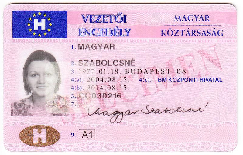 Hungary HU2 driving licence - Front
