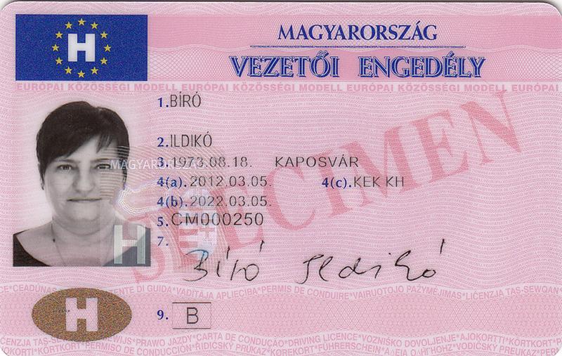 Hungary HU3 driving licence - Front