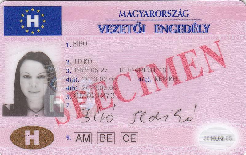 Hungary HU4 driving licence - Front