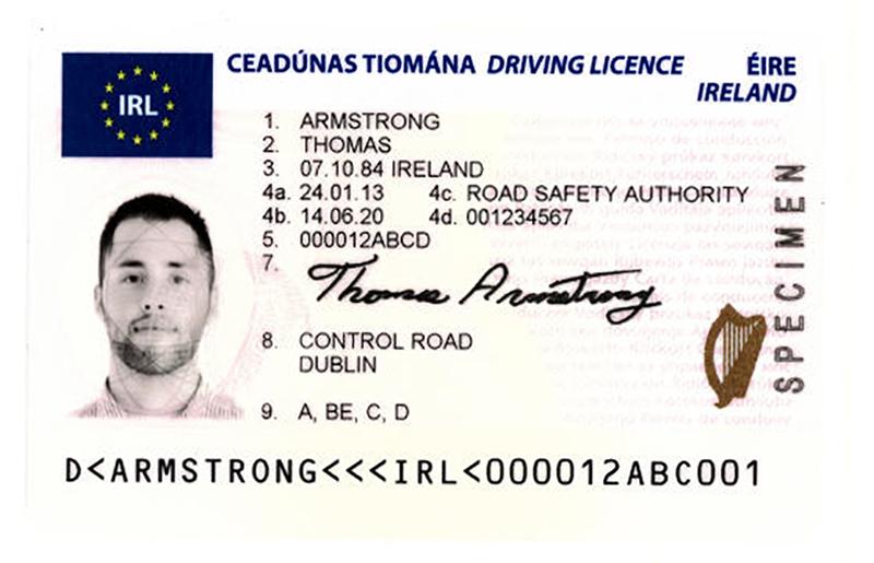Ireland IRL3 driving licence - Front