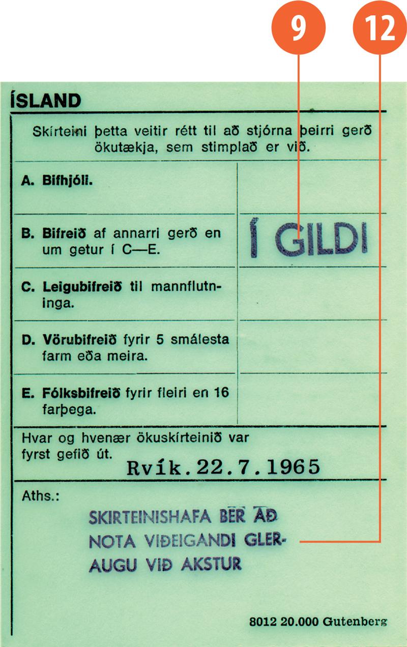 Iceland IS1 driving licence - Back