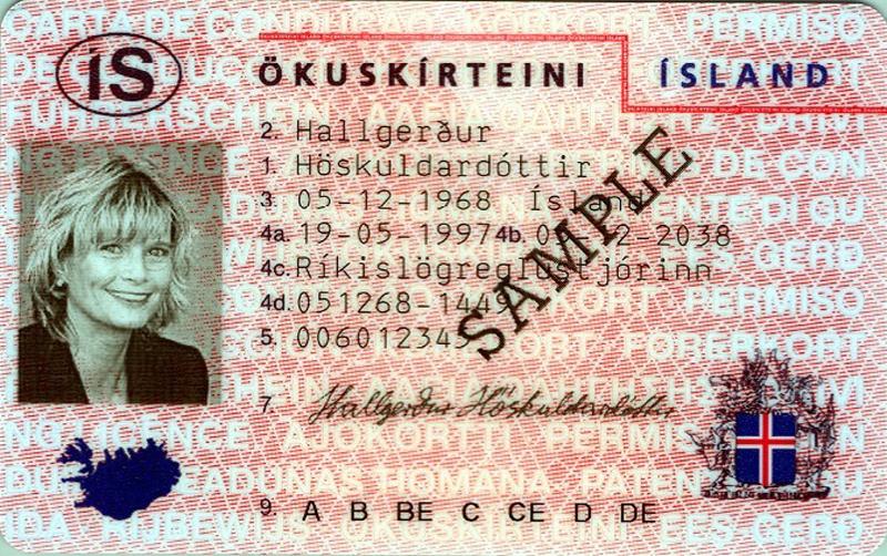 Iceland IS6 driving licence - Front