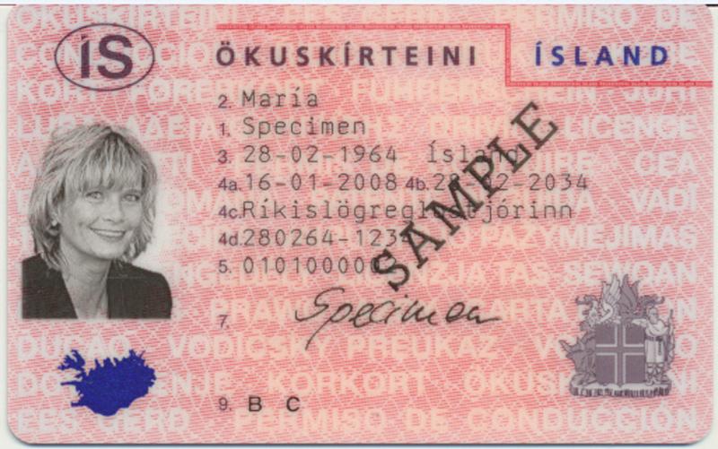 Iceland IS7 driving licence - Front
