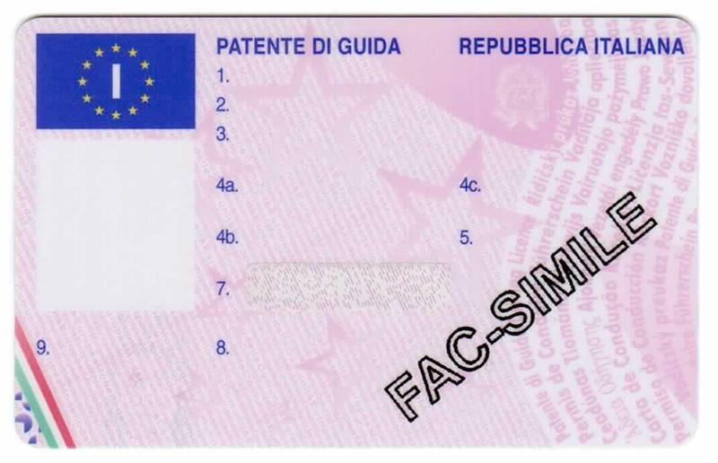 Italy I10 driving licence - Front