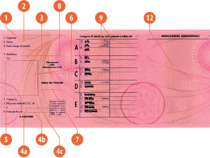 Italy I6 driving licence - Back