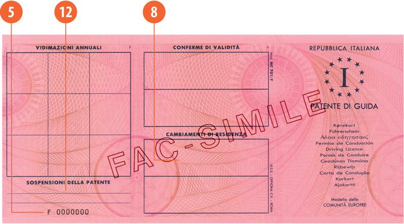 Italy I7 driving licence - Front