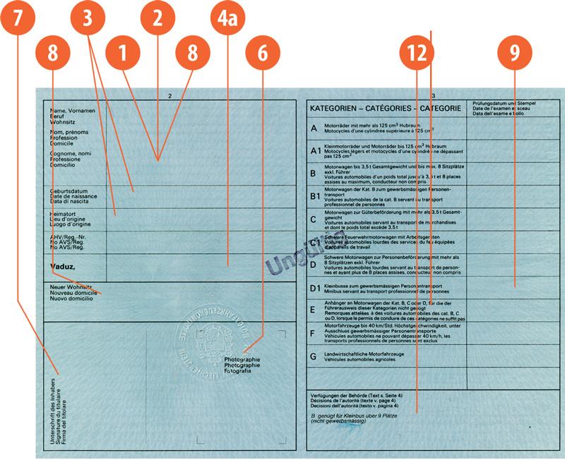 Liechtenstein LI1 driving licence - Back