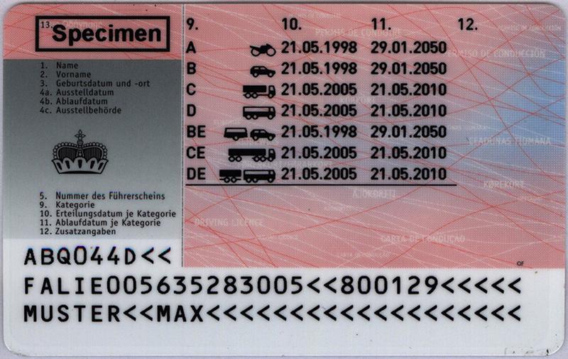Liechtenstein LI3 driving licence - Back