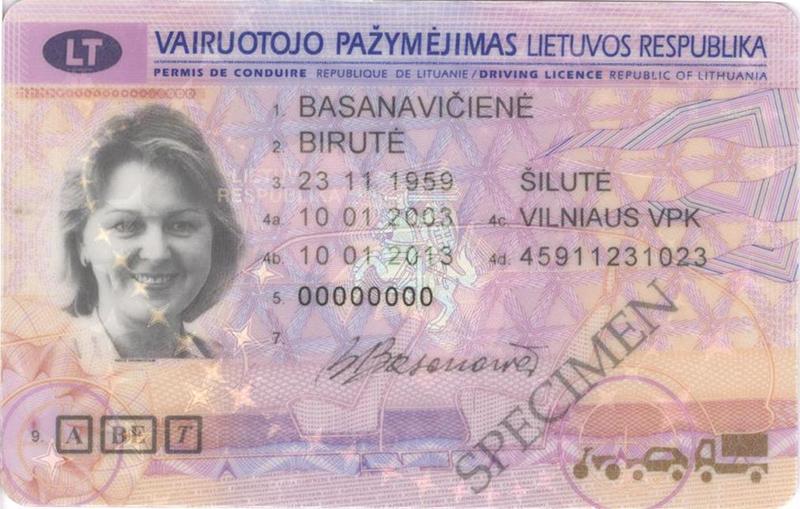 Lithuania - LT3 driving licence - Front