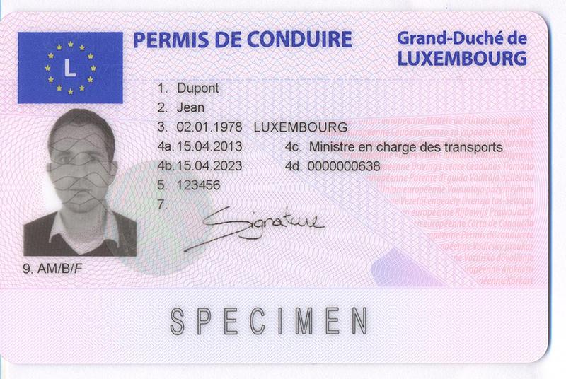 Luxembourg L5 driving licence - Front