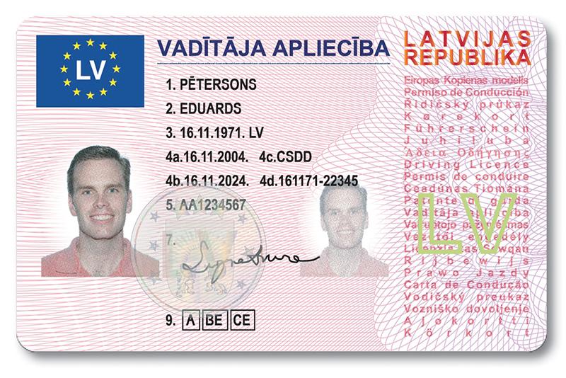 Latvia LV1 driving licence - Front