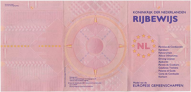 Netherlands NL4 driving licence - Front