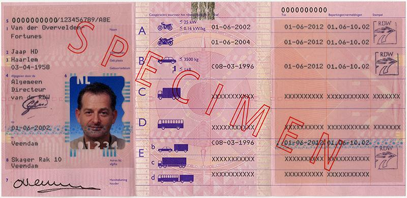 Netherlands NL4 driving licence - Back