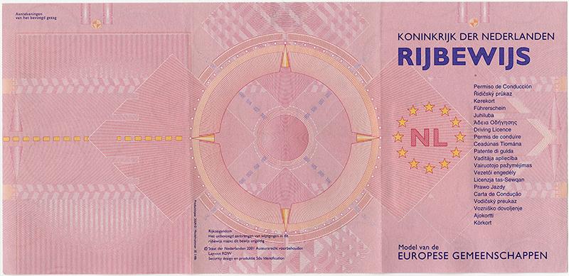 Netherlands NL5 driving licence - Front