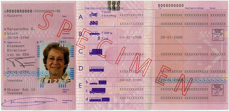 Netherlands NL5 driving licence - Back