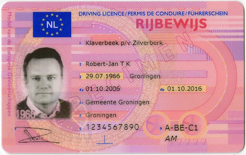 Netherlands NL6 driving licence - Front