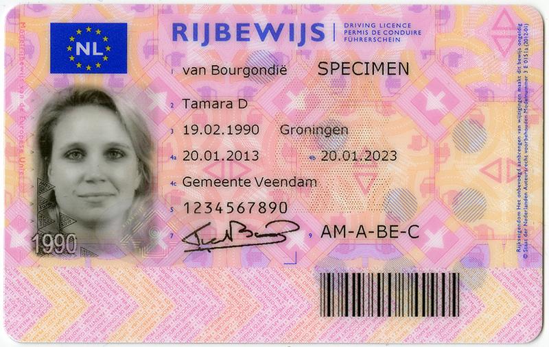 Netherlands NL7 driving licence - Front