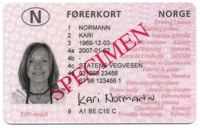 Norway N4 c driving licence - Front