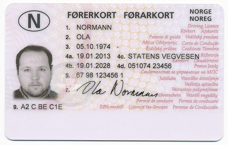 Norway N5 driving licence - Front
