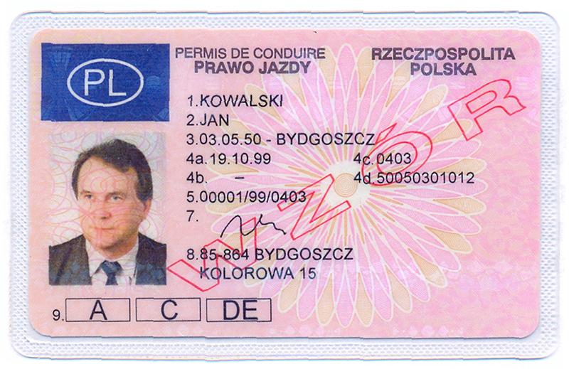 Poland PL1 driving licence - Front