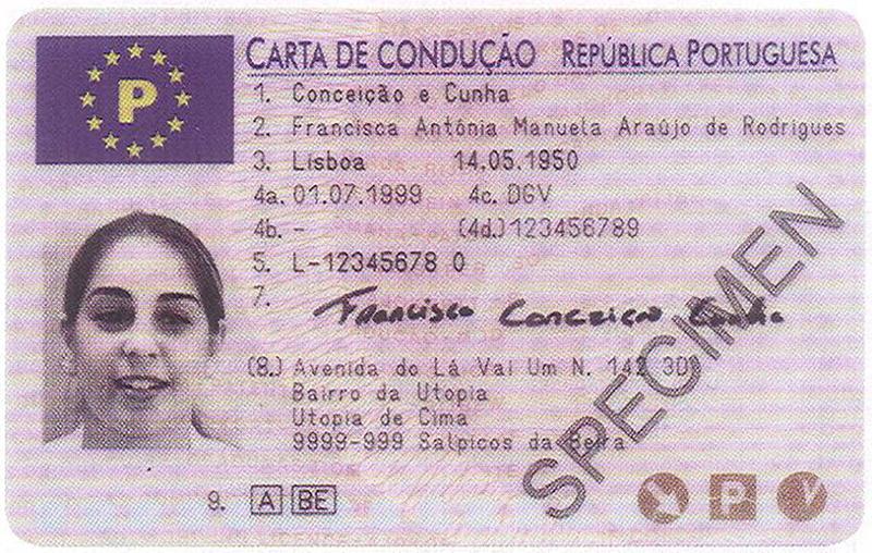 Portugal P6 driving licence - Front