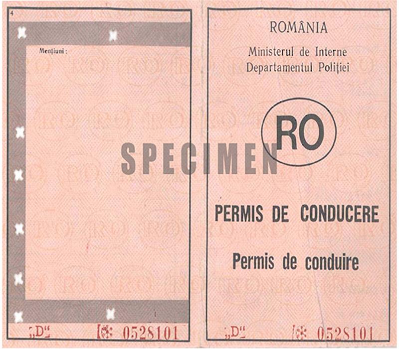 Romania RO3 driving licence - Front