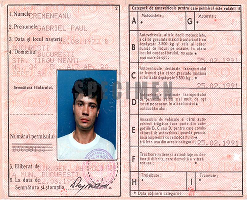Romania RO3 driving licence - Back