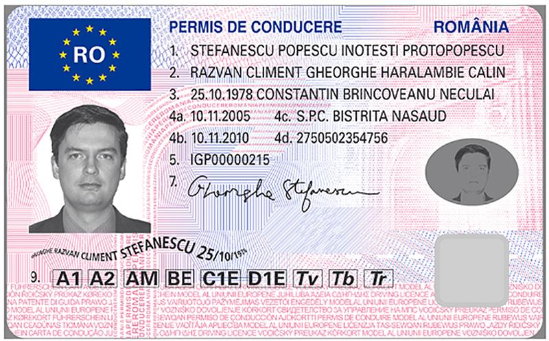 Romania RO5 driving licence - Front