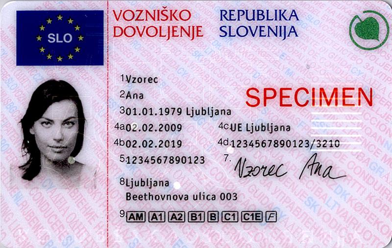 Slovenia SI3 driving licence - Front
