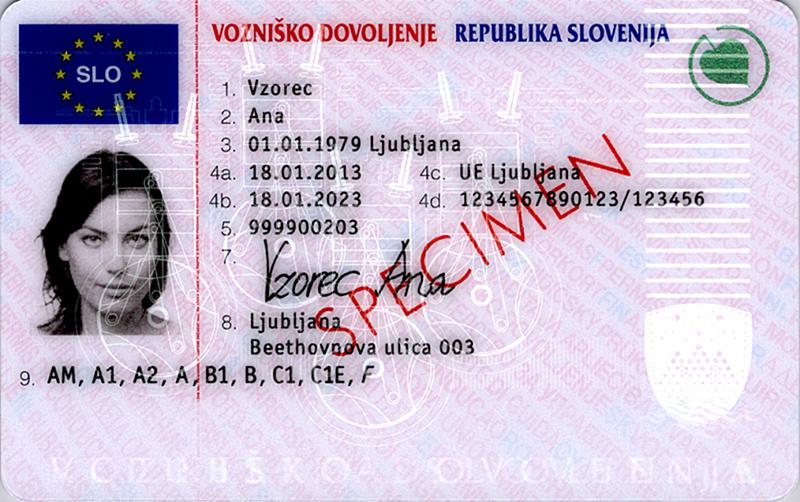 Slovenia SI4 driving licence - Front
