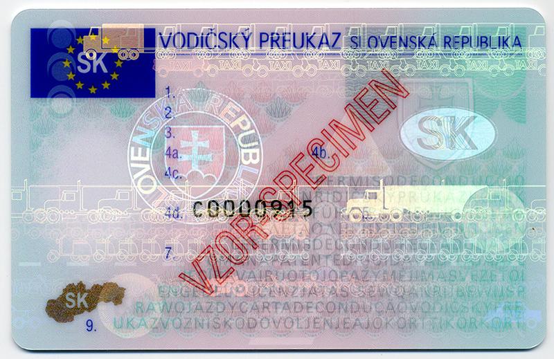Slovakia SK2 (b) driving licence - Front