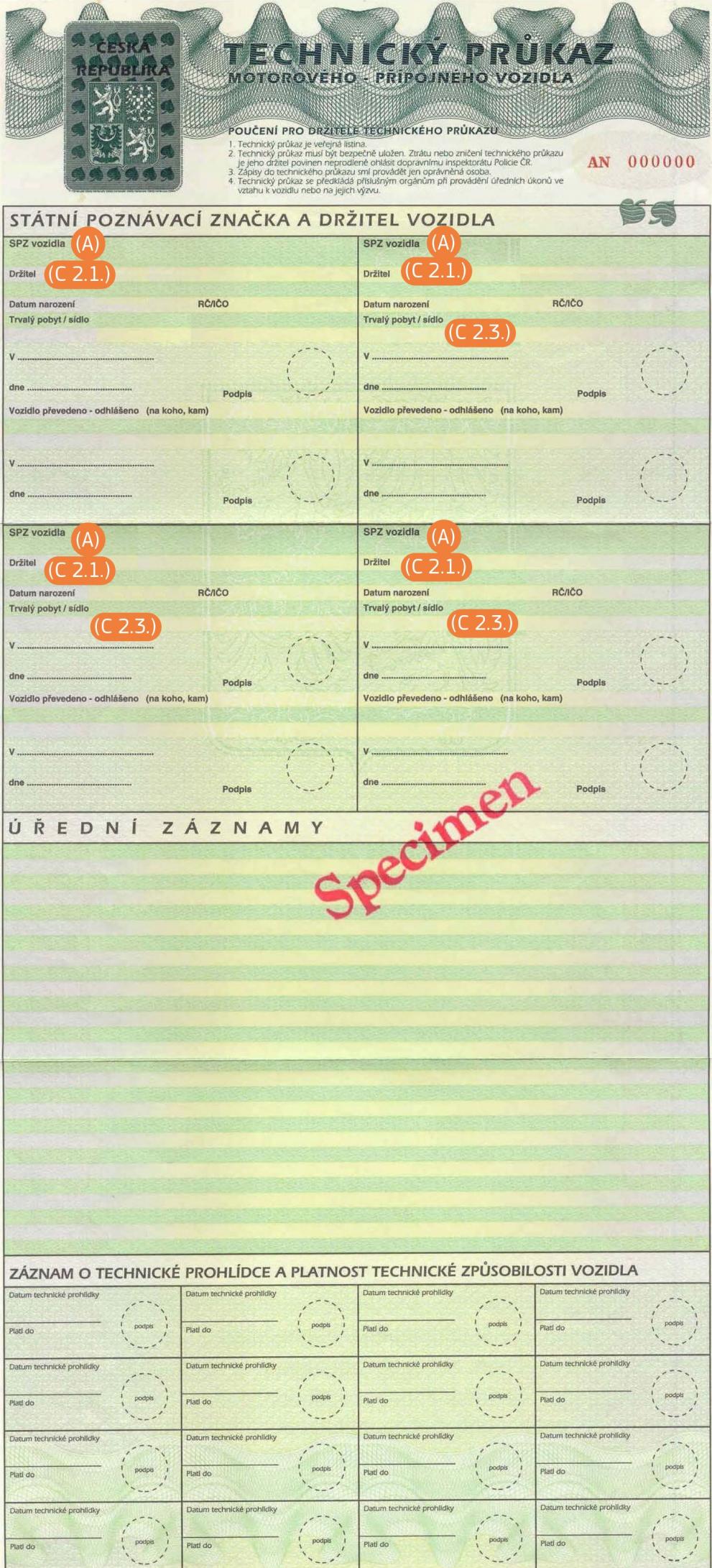 Czechia VRC 1996 part 2 front with codes